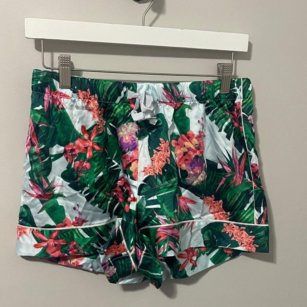 Victoria's Secret Tropical Floral High Waist Shorts - Green and Pink